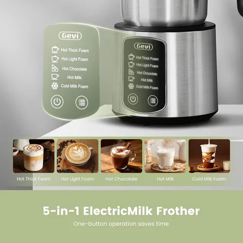 Vista 2 de Gevi Cafetera de capuchino automática de 20 bares, de calentamiento rápido, con espumador de leche espumosa para expreso, latte macchiato, tanque