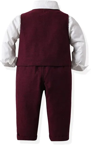 Vista 3 de JasberBaby Trajes de Navidad para niños trajes de caballeros pequeños camisas de vestir formales para niños pantalones y corbatas y chalecos