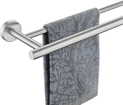 Vista 12 de JQK Barra Doble para Toallas Dorada, 15 Pulgadas de Acero Inoxidable 304 Gruesa de 0.8mm Soporte para Toallas para Baño y Toallas de Mano, Montaje