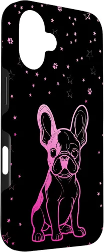 Vista 3 de Funda para iPhone 16 Bulldog francés con patrones abstractos para amantes de los perros