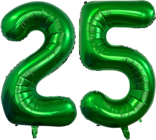 Vista 13 de Globos de color verde oscuro con el número 10 de 40 pulgadas, globos de helio de papel de aluminio de 10 pulgadas para decoración de eventos de 10º
