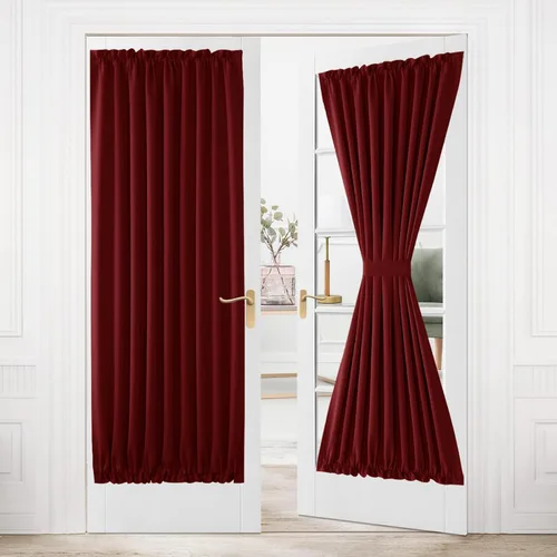 Vista 38 de DWCN Cortinas para Puertas Francesas – Cortinas opacas térmicas con bolsillo para barra para puertas con ventana de cristal, puertas de cocina