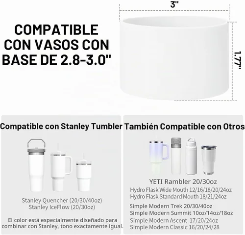 Vista 5 de Juego de funda para botas y pajilla, 2 fundas de silicona, 3 tapas de pajita, protector inferior para Stanley Cup H2.0 30 oz y 40 oz, coincidencia