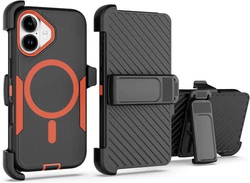 Vista 16 de Funda diseñada para iPhone 16 Pro, magnética, doble protección, resistente y duradera, compatible con MagSafe, clip trasero desmontable, a prueba