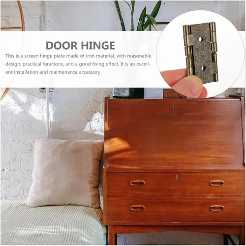 Vista 3 de Heavy Duty Residential Hinges Hardwares 10 Pcs Folding Screen Hinges Double Door and Window Corner Folding Screen Open Retro Style Iron(Antique