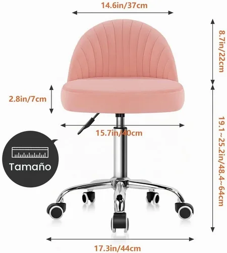 Vista 3 de KKTONER Taburete giratorio de oficina, sillas de terciopelo para tocador, taburetes ajustables en altura con respaldo para dormitorio, hogar