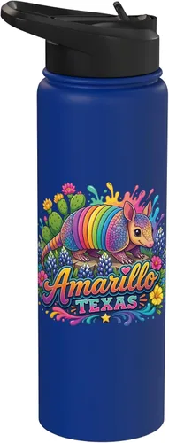 Vista 14 de Amarillo Texas Fun Colorful Armadillo Novelty Souvenir Stainless Steel Insulated Water Bottle