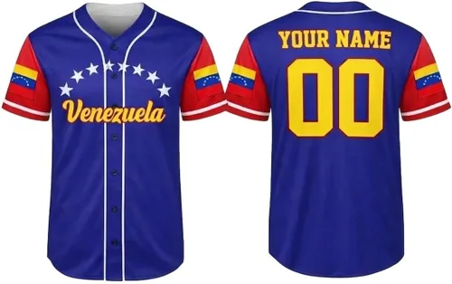 Vista 5 de Camiseta de béisbol de Venezuela, número de nombre personalizado, camisa de Beisbol Venezuela, camiseta deportiva de orgullo de la bandera