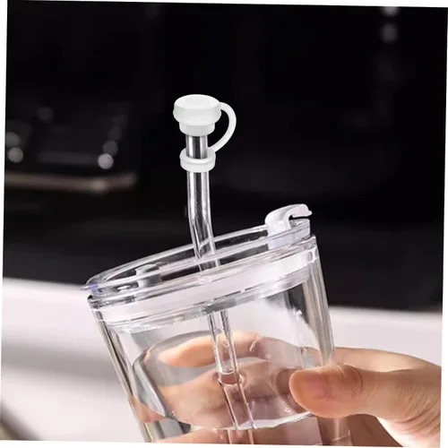 Vista 4 de Juego de 12 tapones de silicona para derrames con tapas de pajilla, cepillos de limpieza compatibles con Stanley Cup de grado alimenticio a prueba
