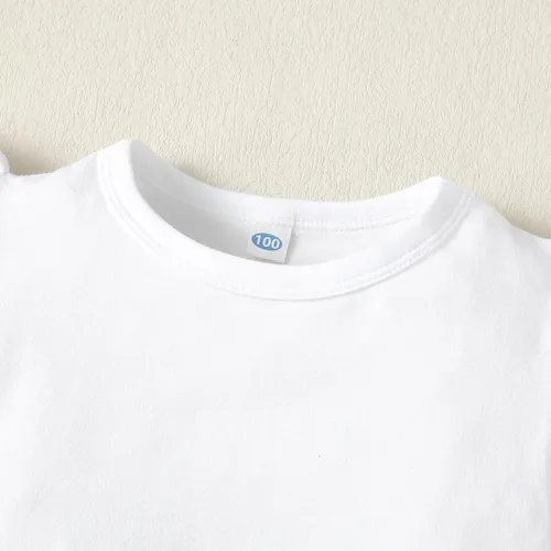 Vista 5 de 12M-14Y - Camiseta de algodón para niñas pequeñas, color sólido, blusa con volantes, camiseta casual de algodón
