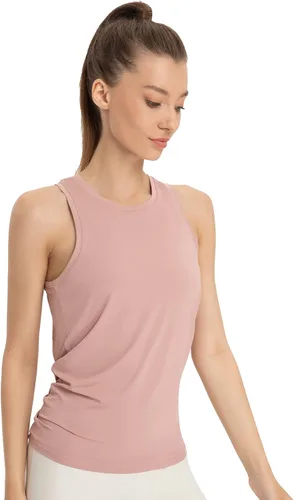 Vista 4 de Dream Slim - Camiseta de yoga sin mangas para mujer, linda y sexy, con espalda cruzada, holgada, para entrenamiento, deportes, camiseta sin mangas