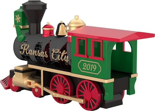 Vista 2 de Hallmark Keepsake Año de Navidad con fecha siguiente parada, Kansas City! Tren de vacaciones 2019 Ornamento