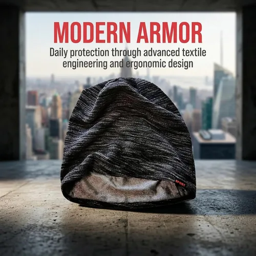 Vista 6 de EMF Protection Beanie, Silver Fiber Lined Soft Cotton Skull Cap, Elastic Comfortable Head Cover for Adults