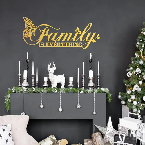 Vista 7 de Oppro Letreros Familiares Dorados de Metal Arte de Pared para Hogar, Letrero Moderno de Hierro Forjado con las Palabras "La Familia lo es Todo