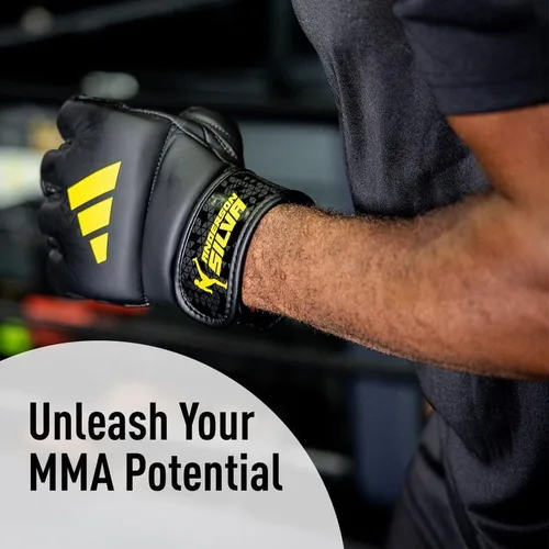 Vista 6 de Adidas x Anderson Silva - Guantes de entrenamiento y agarre para uso diario, estilo de lucha de MMA, carcasa exterior de poliuretano, probado