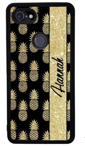 Vista 4 de Gold Pineapple - Funda de goma negra personalizada compatible con Google Pixel 10, 10 Pro, 10 Pro XL, 9a, 9 Pro, Pixel 9, Pixel 9 Pro XL, 8a, 8 Pro