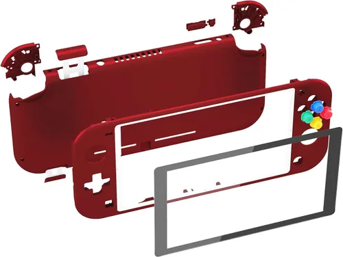 Vista 2 de eXtremeRate Soft Touch Scarlet Red DIY Replacement Shell for Nintendo Switch Lite, NSL Handheld Controller Housing wScreen Protector, Custom Case