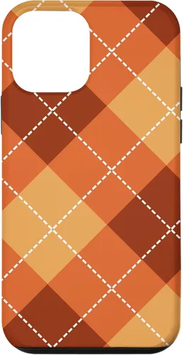 Vista 15 de Funda para iPhone 13 Pro, naranja, amarillo y marrón, a cuadros, otoño, calabazas