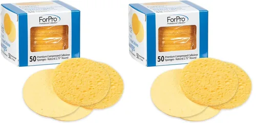 Vista 4 de ForPro Professional Collection Esponjas faciales comprimidas de alta calidad, 50 esponjas de celulosa para limpieza facial, exfoliación y Natural