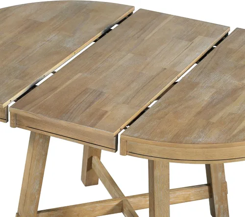 Vista 6 de Merax Juego de mesa de comedor para 4, mesa de comedor redonda extensible de madera con hojas de 16 pulgadas, mesa de cocina y sillas para cocina