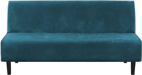 Vista 8 de IMYOGI Fundas de terciopelo para sofá sin brazos, fundas elásticas para sofá cama, fundas súper suaves, protector de muebles antideslizante con Negro