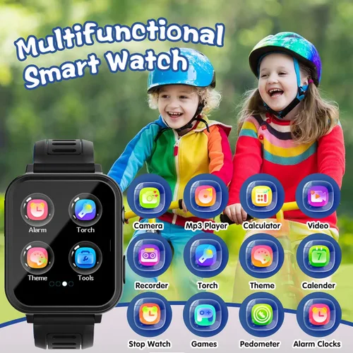 Vista 2 de Sedzofan Reloj inteligente para niños con 24 juegos de rompecabezas, pantalla táctil HD, cámara, reproductor de música, podómetro, despertador