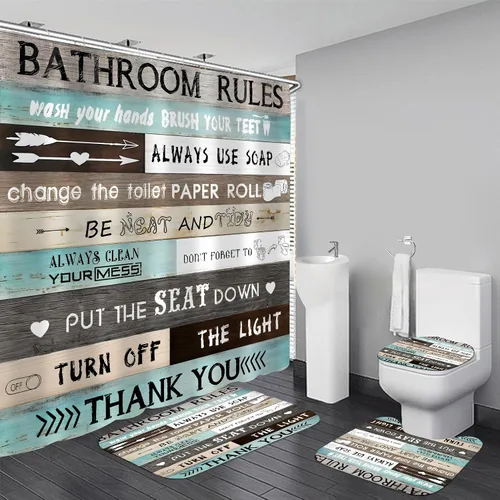 Vista 14 de Juego de cortinas de ducha familiares AZHM Negro para baño con cortina de ducha y alfombras y accesorios Decoración de baño con cortina y 12 ganchos