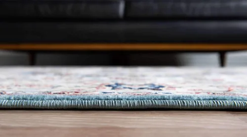 Vista 4 de Unique Loom Narenj Collection - Alfombra clásica de diseño repetido con textura tradicional, rectangular, 3 x 5 pies y 1 pulgada, azul/beige