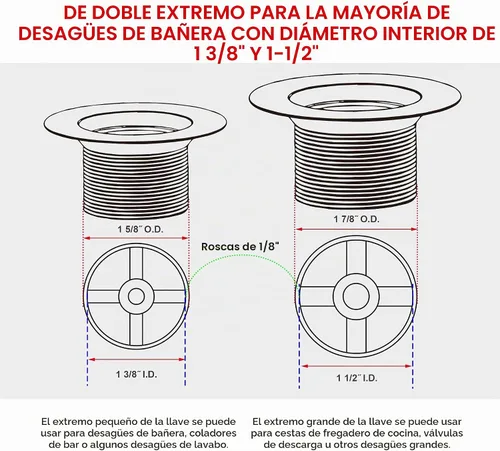Vista 3 de HAUTMEC Llave de extracción de drenaje de bañera de aluminio de servicio pesado PL0030
