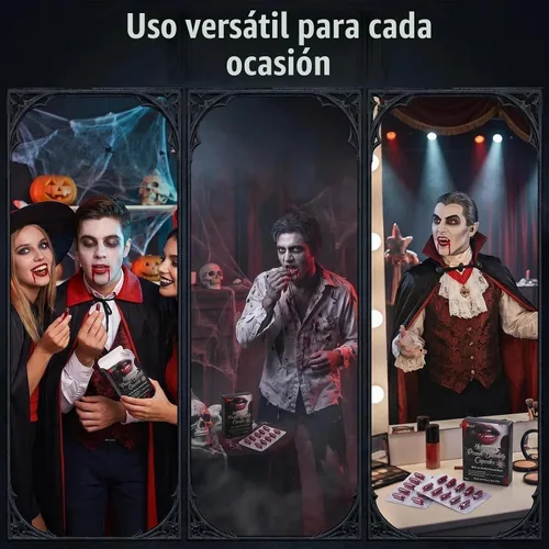 Vista 7 de 30 cápsulas de sangre falsa vampiro accesorios de terror Halloween