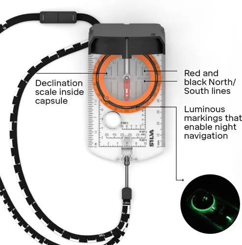 Vista 7 de Silva Expedition S Compass Marcas luminosas nocturnas Perfecto para navegación, senderismo, senderismo y caza