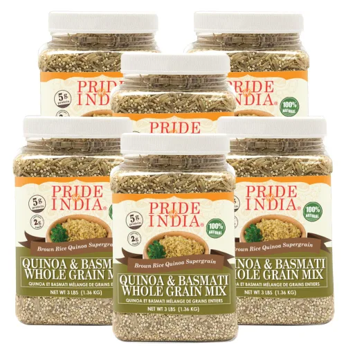Vista 6 de Pride Of India - Paquete de 6 - Mezcla de arroz basmati integral indio y cocari de lentejas - Superalimento proteico, tarro de 1.5 libras