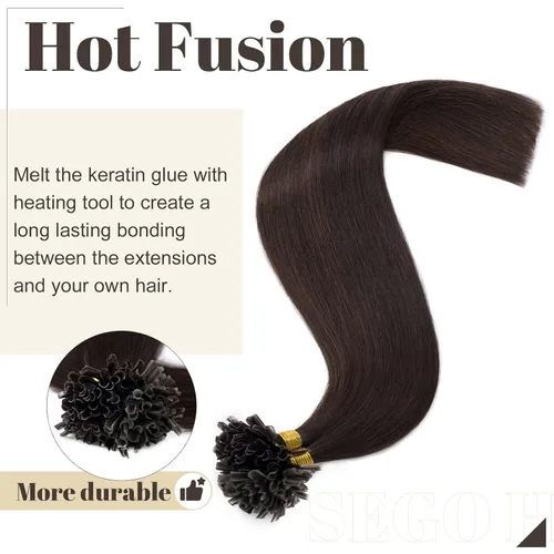 Vista 234 de SEGO Extensiones de cabello humano con micro cuentas, extensiones de cabello humano con micro bucle, lacio, natural, fusión fría, 1.76 oz/paquete