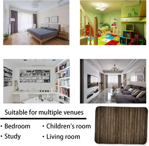 Vista 6 de Tapete de esponja lavable para dormitorio de niños y niñas, panel de madera marrón, decoración rústica de pared con textura de pared, alfombra