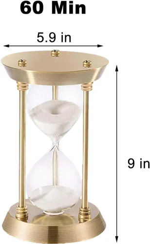 Vista 29 de Temporizador de arena vintage de 1 minuto, reloj de arena pequeño de 4.9 pulgadas, reloj de arena de latón antiguo, reloj de arena de 1 minuto