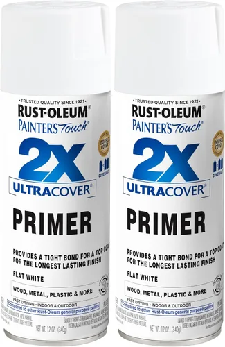 Vista 6 de Rust-Oleum 249846 Painter's Touch 2X Ultra Cover Imprimación en aerosol de 12 onzas, negro plano
