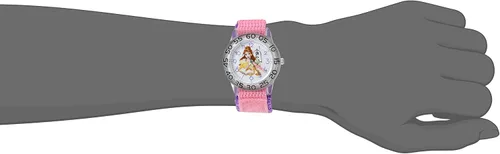 Vista 2 de Disney Reloj de cuarzo de plástico y nailon para niña, color rosa (Modelo W002926), Rosado, Classic