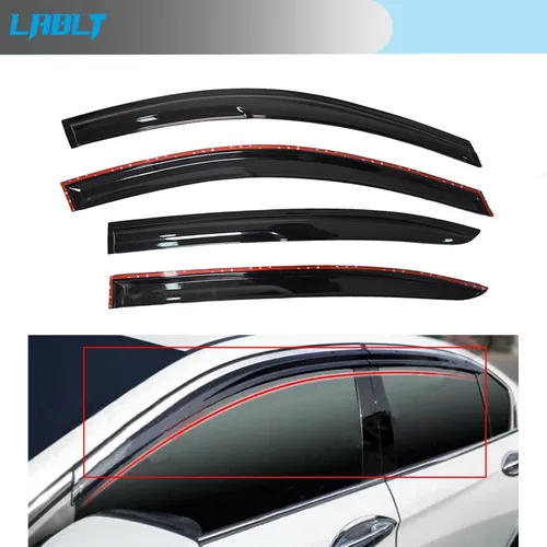 Vista 2 de LABLT Visera de ventilación de ventana, protector de lluvia, repuesto para Honda Accord 4Door Sedan 2008 2009 2010 2011 2012