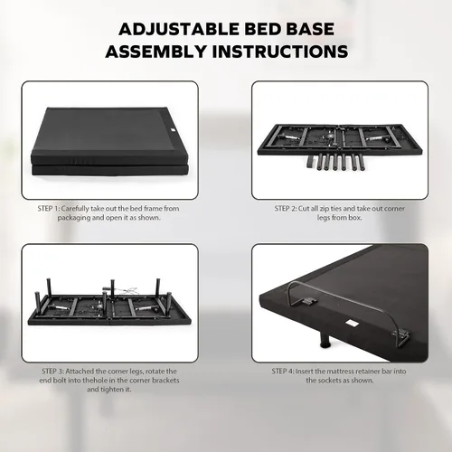 Vista 7 de MLILY EGOHOME - Base de cama ajustable individual XL con patas ajustables, base de cama eléctrica plegable de metal con control remoto inalámbrico