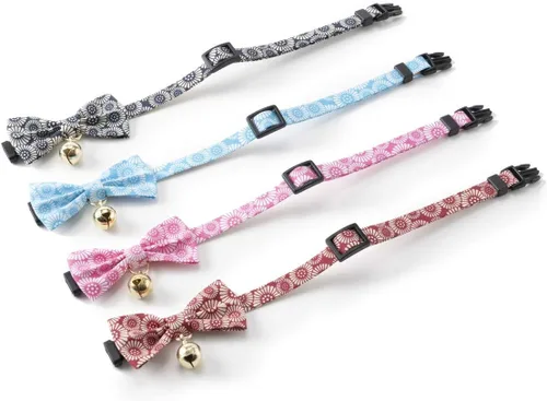 Vista 5 de Necoichi Kiku Ribbon Bow Tie Cat Collar (azul bebé)
