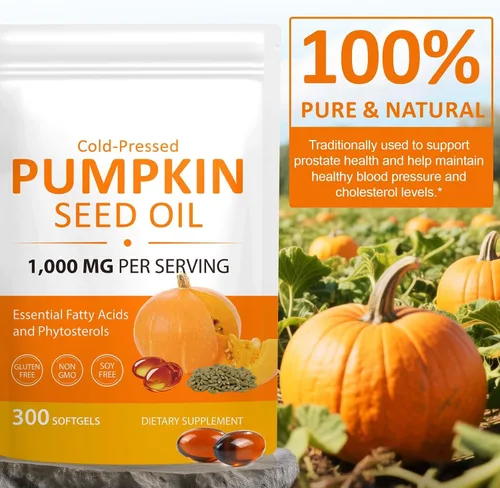Vista 4 de Aceite de semilla de calabaza con palma enana americana, cápsulas de aceite de semillas de calabaza 2 en 1 para el crecimiento del cabello, 300