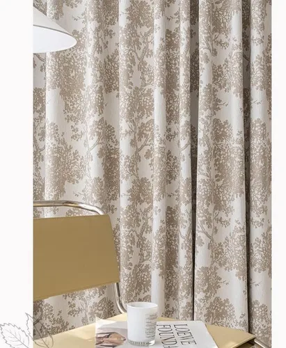 Vista 7 de Cortinas florales de granja semiopacas para sala de estar, paneles de cortina blackout de jacquard de 45 pulgadas de largo, cortinas con bolsillo