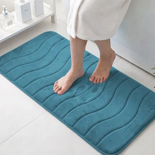 Vista 37 de Flamingo P Alfombra de Baño de Espuma Viscoelástica Tapetes de Baño Alfombra Antideslizante Absorbente de Agua para Ducha, 24x17 pulgadas, Verde Aqua