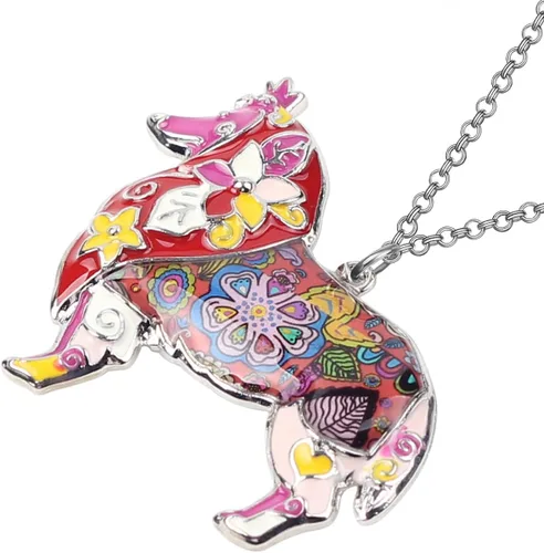 Vista 3 de Bonsny - Collar de aleación esmaltada con diseño de corazón
