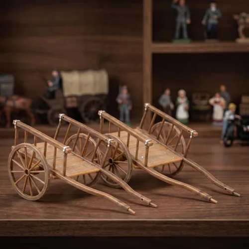 Vista 6 de STOBOK Carro de cultivo en miniatura, modelo de casa de muñecas, carretillas en miniatura, carrito de simulación, adornos de paisaje, carro antiguo