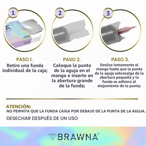 Vista 2 de BRAWNA Paquete de 200 cubiertas inalámbricas para máquinas de bolígrafos PMU - Suministros de PMU - Color - Transparente..