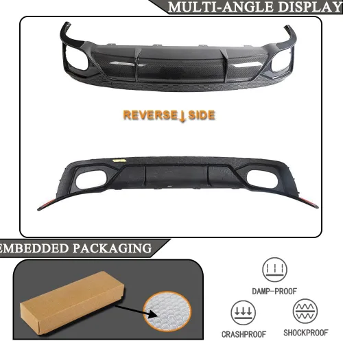 Vista 6 de Difusor de parachoques trasero de fibra de carbono para Audi RS Q8 RSQ8 Base Sport Utility 4 puertas 2021-2023 Protector de cenefa de borde