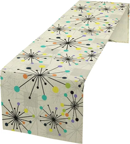 Vista 26 de Camino de mesa con estampado de vaca, camino de mesa estilo occidental con estampado de cuero de vaca en blanco y negro, decoración de mesa