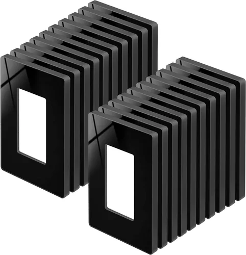 Vista 27 de BESTTEN Placa de pared sin tornillos de 5 segmentos, cubierta de enchufe decorador, placa decorativa para interruptor, serie blanca nieve brillante