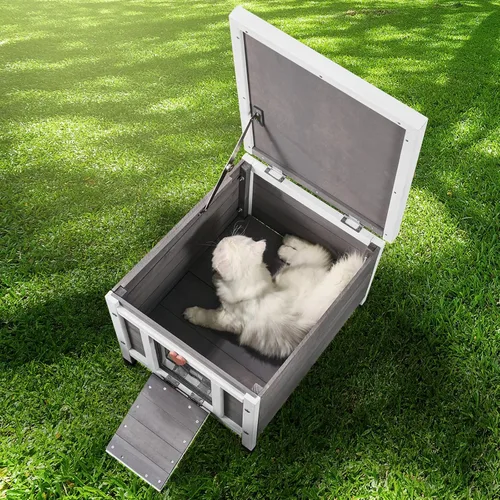 Vista 8 de VEVOR - Casa de gatos al aire libre resistente a la intemperie, refugio para gatos ferales para múltiples gatos, casa de gatos y conejos al aire